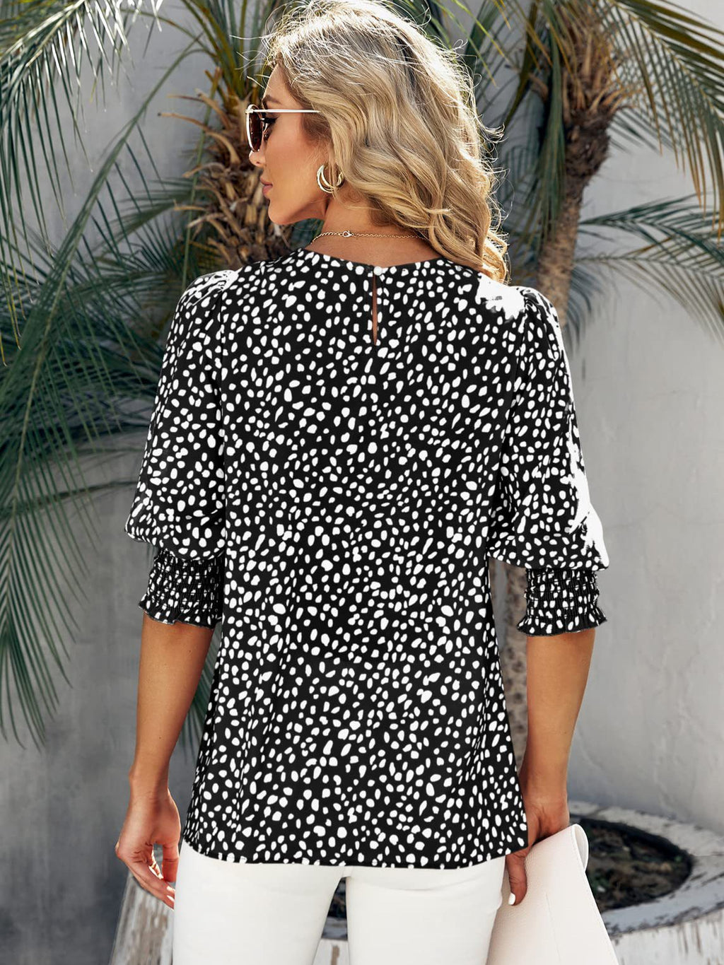 Women's Summer Short-sleeved Round Neck Loose Printed Chiffon Blouse