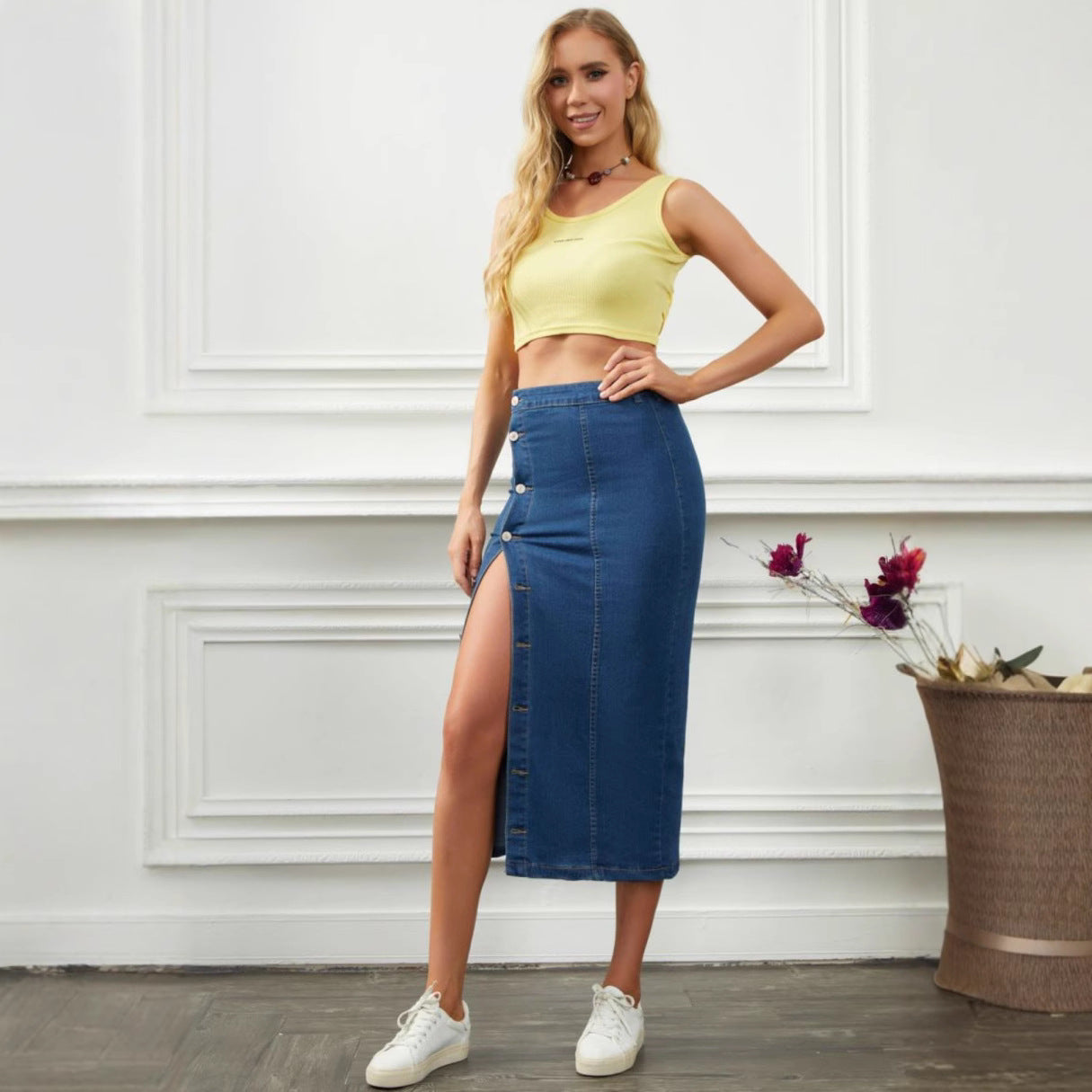 Classic Trendy Women's Stretch Denim Long Skirts