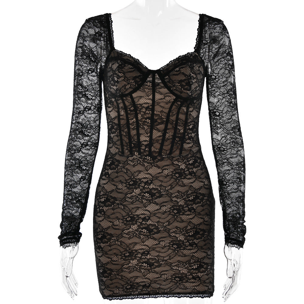 Lace Fashionable Sexy Hot Tight Backless Dress