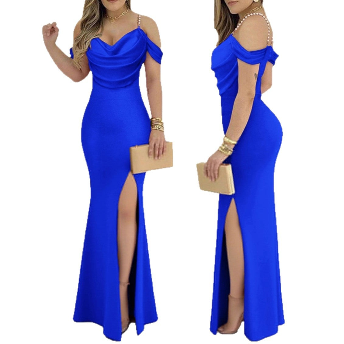 Women's Summer Sleeveless Split Sexy Waist Trimming Dress