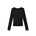 Women's Hot Lace Stitching Long-sleeved Bottoming Shirt Pure Desire Tight Solid Women's T-shirt