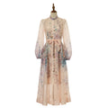 Women's Design Positioning Flower Diamond Long Wing Dress