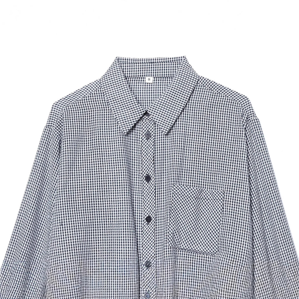 Women's Fashion Versatile Small Plaid Balloon Shirt Blouse