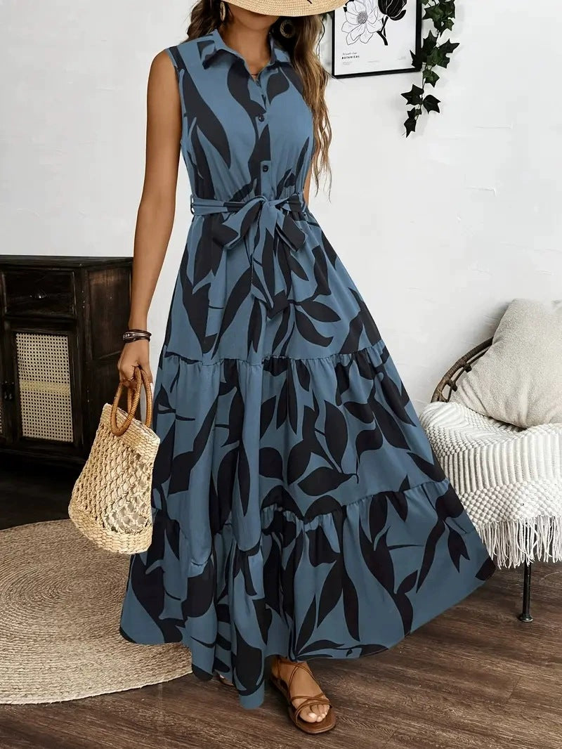 Charming Women's Temperament Printed Long Sleeve Dress