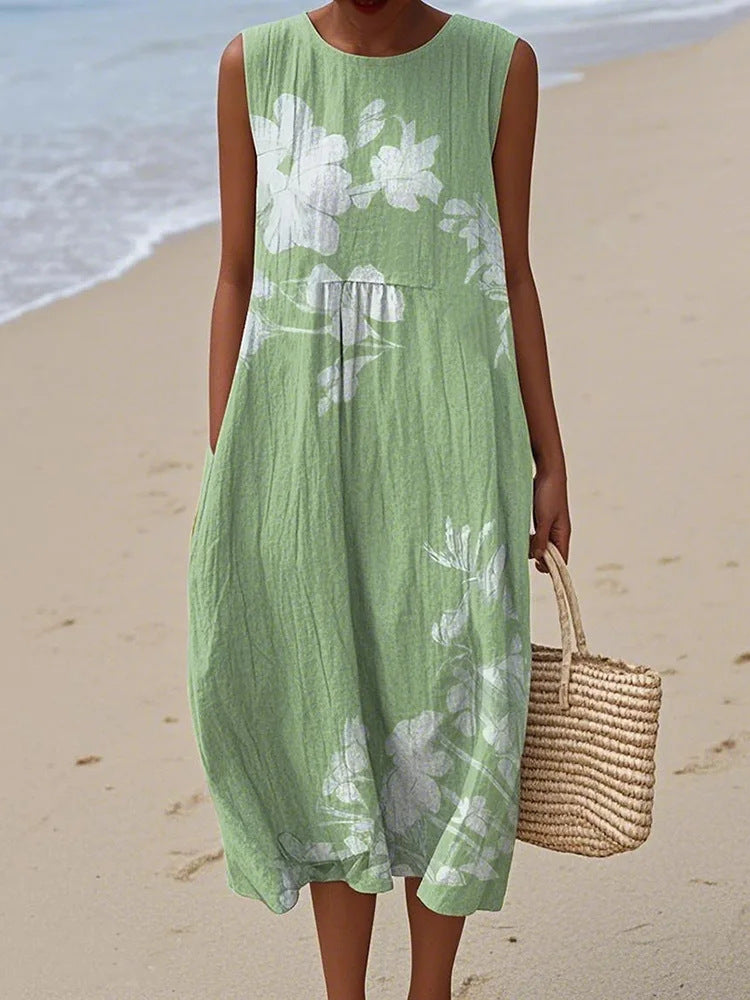 Women's Floral Element Shading Digital Printing Loose Casual Dress