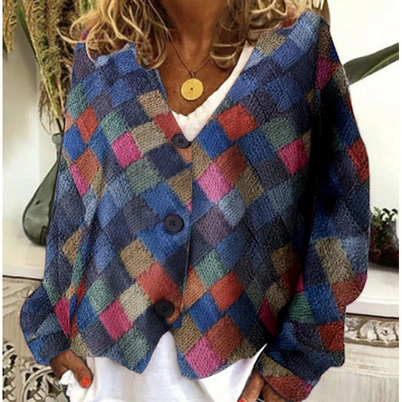 Cool Christmas Abstract Printing Casual Cloak Sweaters