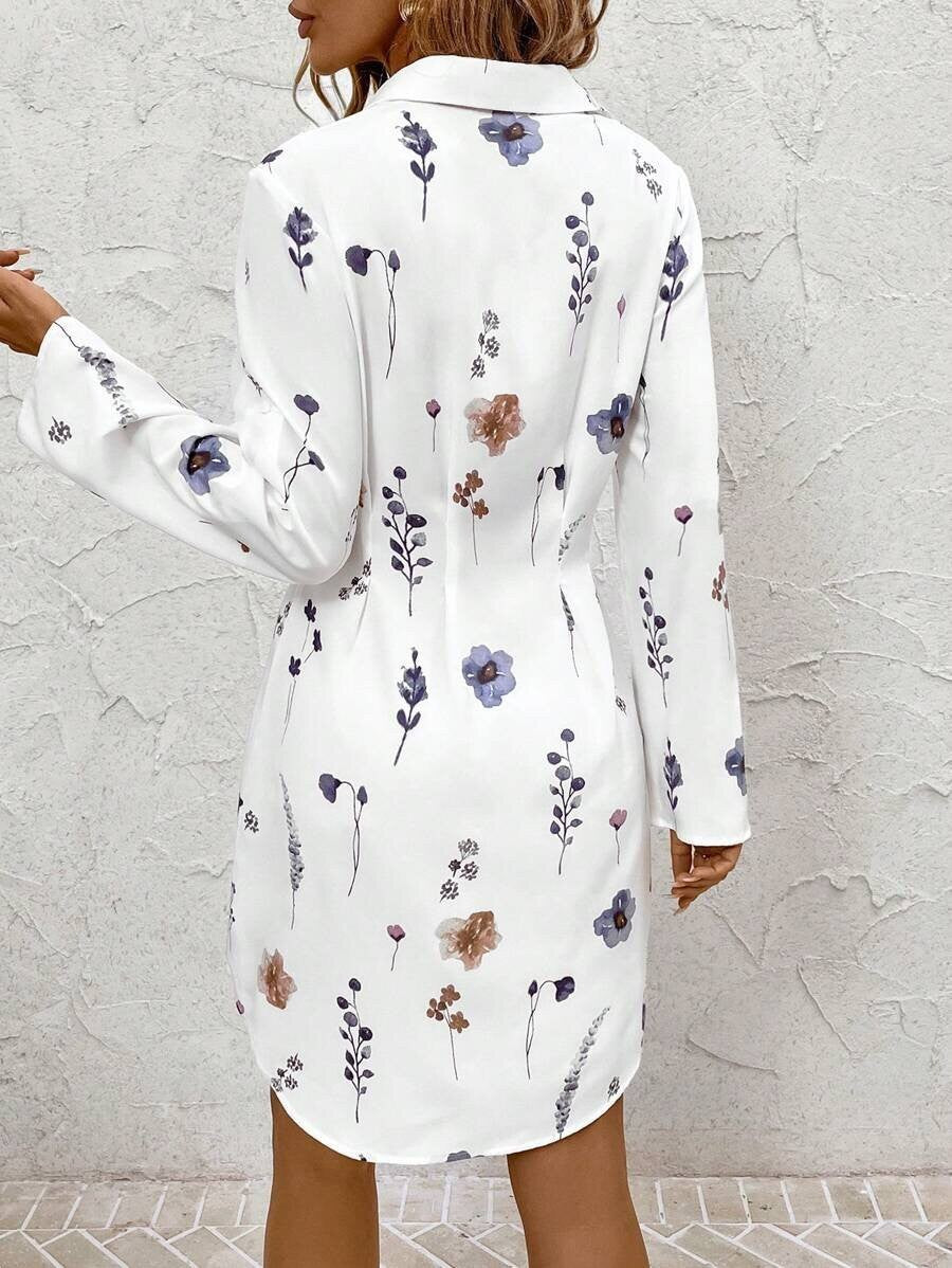 Slouchy Comfortable Women's Floral Pattern Long-sleeved Blouses