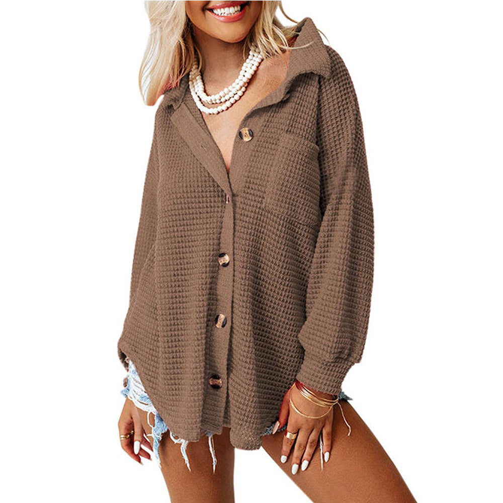 Women's Loose Waffle Leisure Commute Shirt Blouse