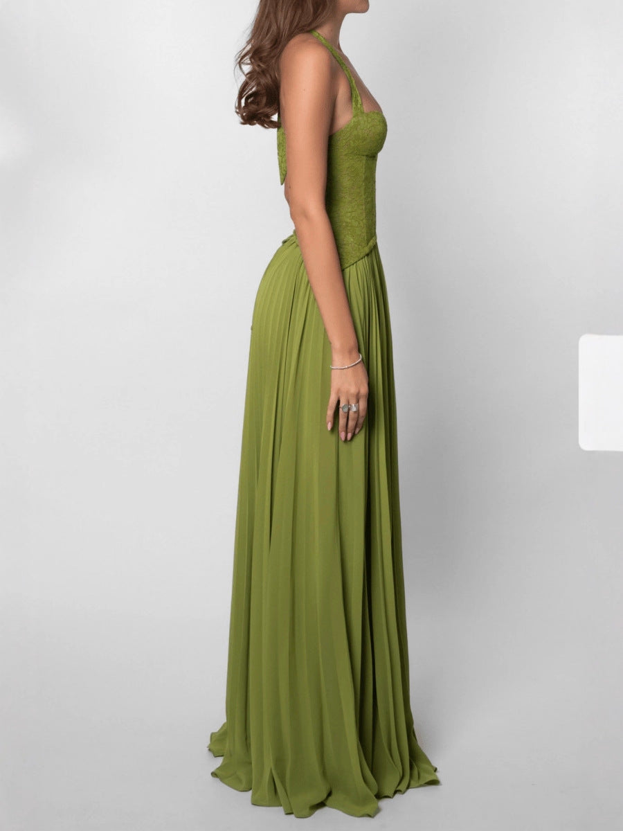 Women's Fashionable Sexy Backless Halter Low Collar Dress