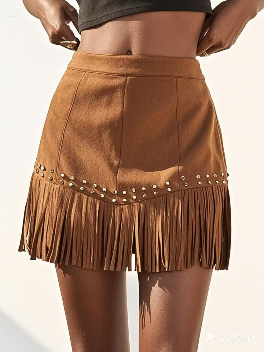 Pretty Cool Popular Women's Tassel Rivet Skirt