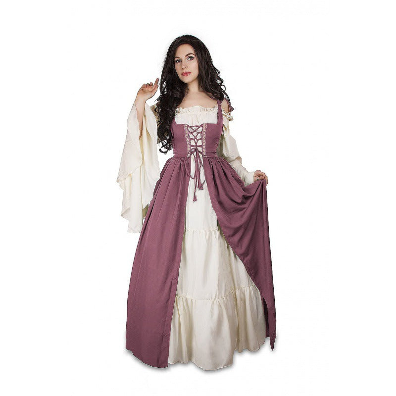 Square Collar Tied Waist Medieval Renaissance Dress