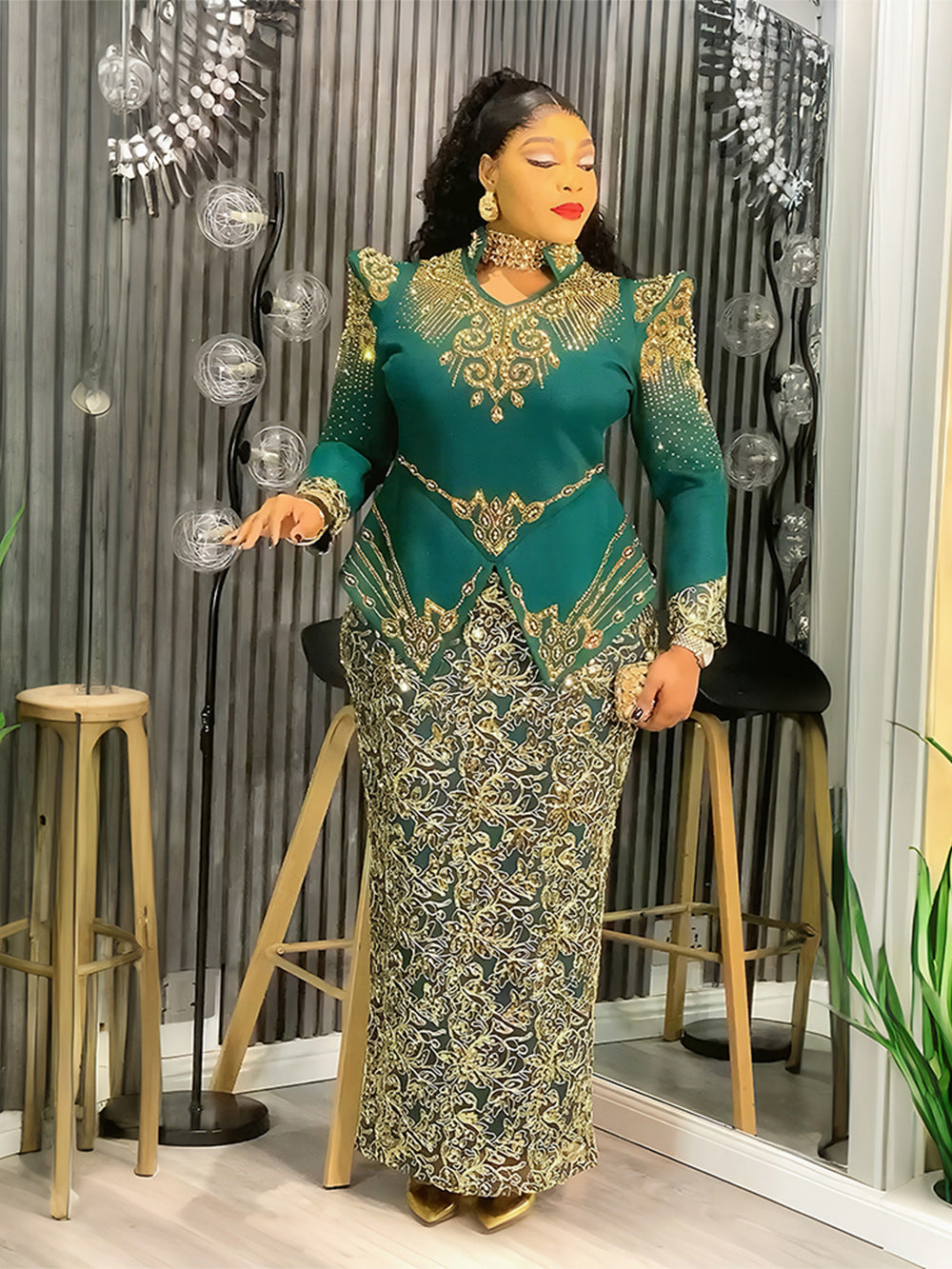 Women's Wear Elegant Thick Rope Three-dimensional Embroidery Fashion Slim Dress