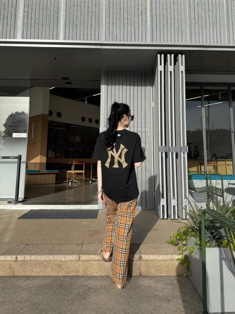Women's & Men's Quality Summer Sleeve Embroidered Crew Neck Loose Leisure Women's T-shirt