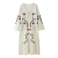 Classic Women's Vacation Embroidered Summer Flowers Dress