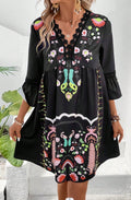 Women's Summer Lace Stitching Casual Printed Dress