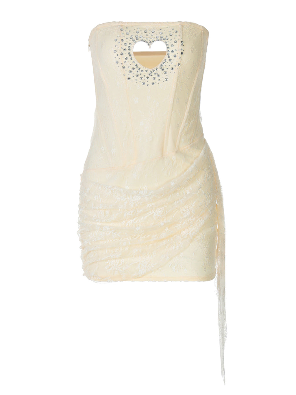 Women's Fashion Rhinestone Heart-shaped Sexy Tube Stitching Lace Dress
