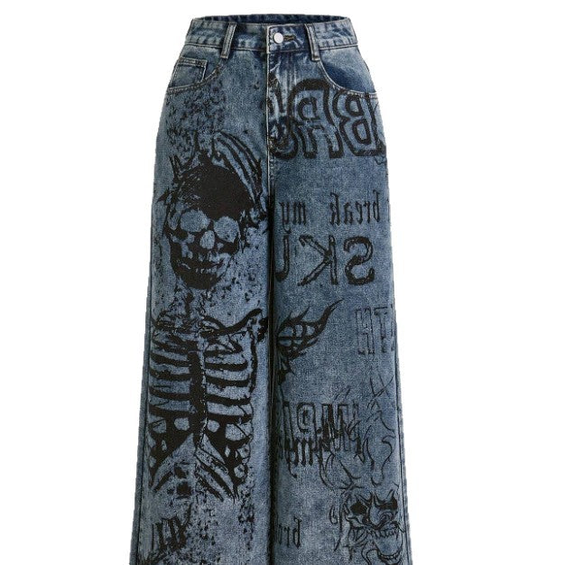 Straight Male Female Trendy Washed Personalized Jeans