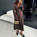 Dot Lace Contrast Color High Waist A- Line Design Sense Dress