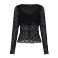 Women's Style Gentle Lace Patchwork Long Sleeve Slim Fit Show Thin Tops