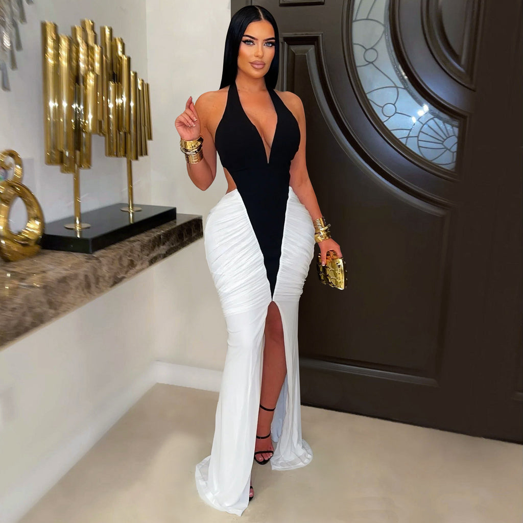 Women's Fashion Wear Sexy Arm Covering Split Dress