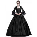 Vintage Court Printed Lace Stitching Flared Sleeve Plus Size