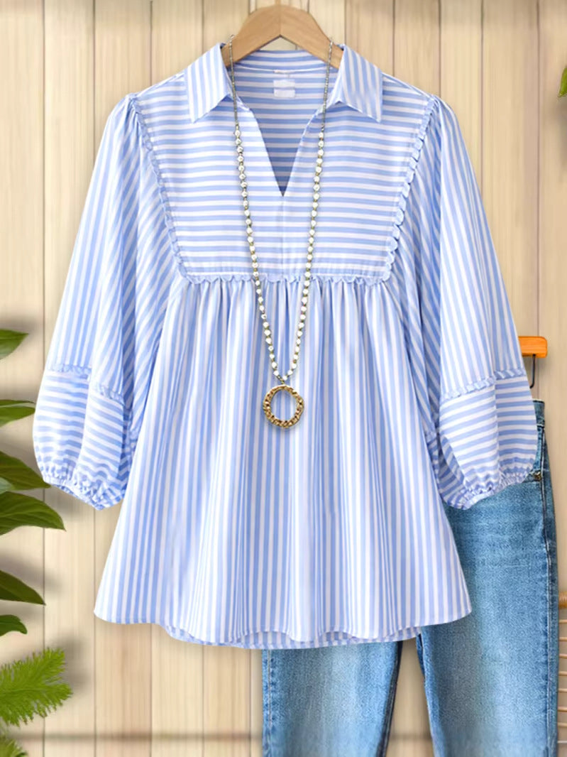 Women's Pullover Long-sleeved Chiffon Shirt For Temperament Blouse