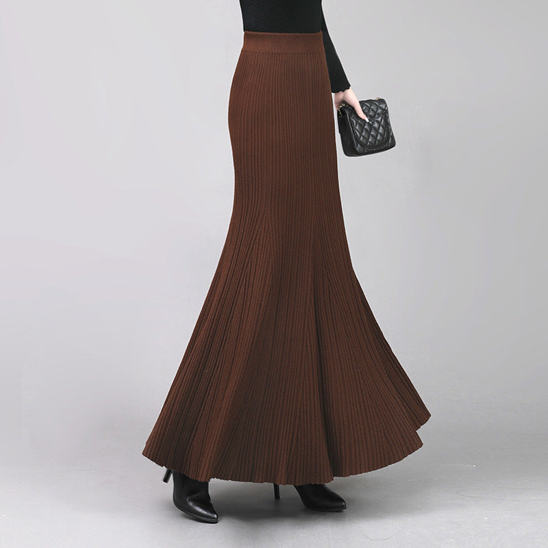 Women's Knitted Half-length Fishtail Mid-length High Waist Hip Skirts
