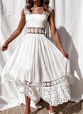 Fashion Lace Sleeveless Stitching Big Swing Dress