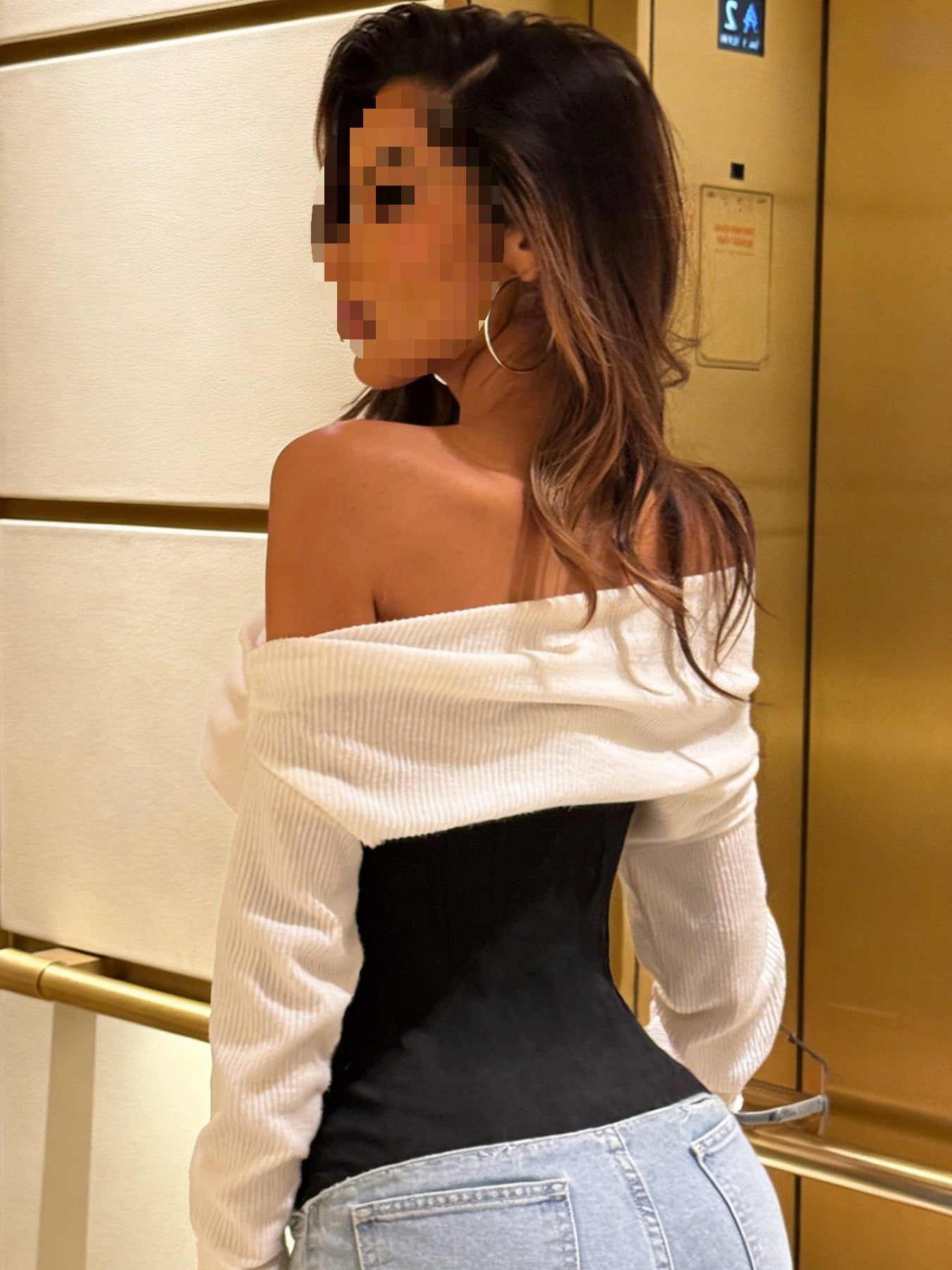 Elegant Style Slim Fit Fake Two-piece Waist Women's T-shirt