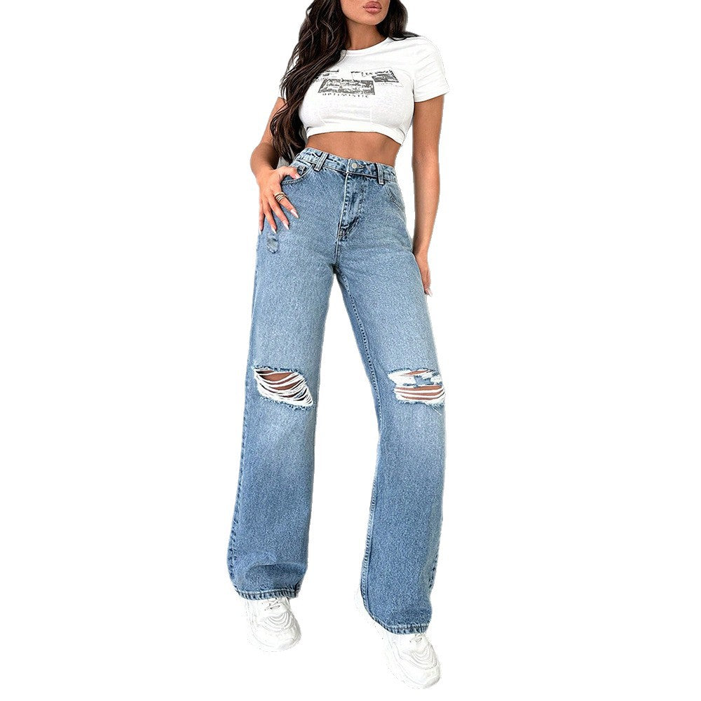 Women's Washed Casual Loose Trendy Long Jeans