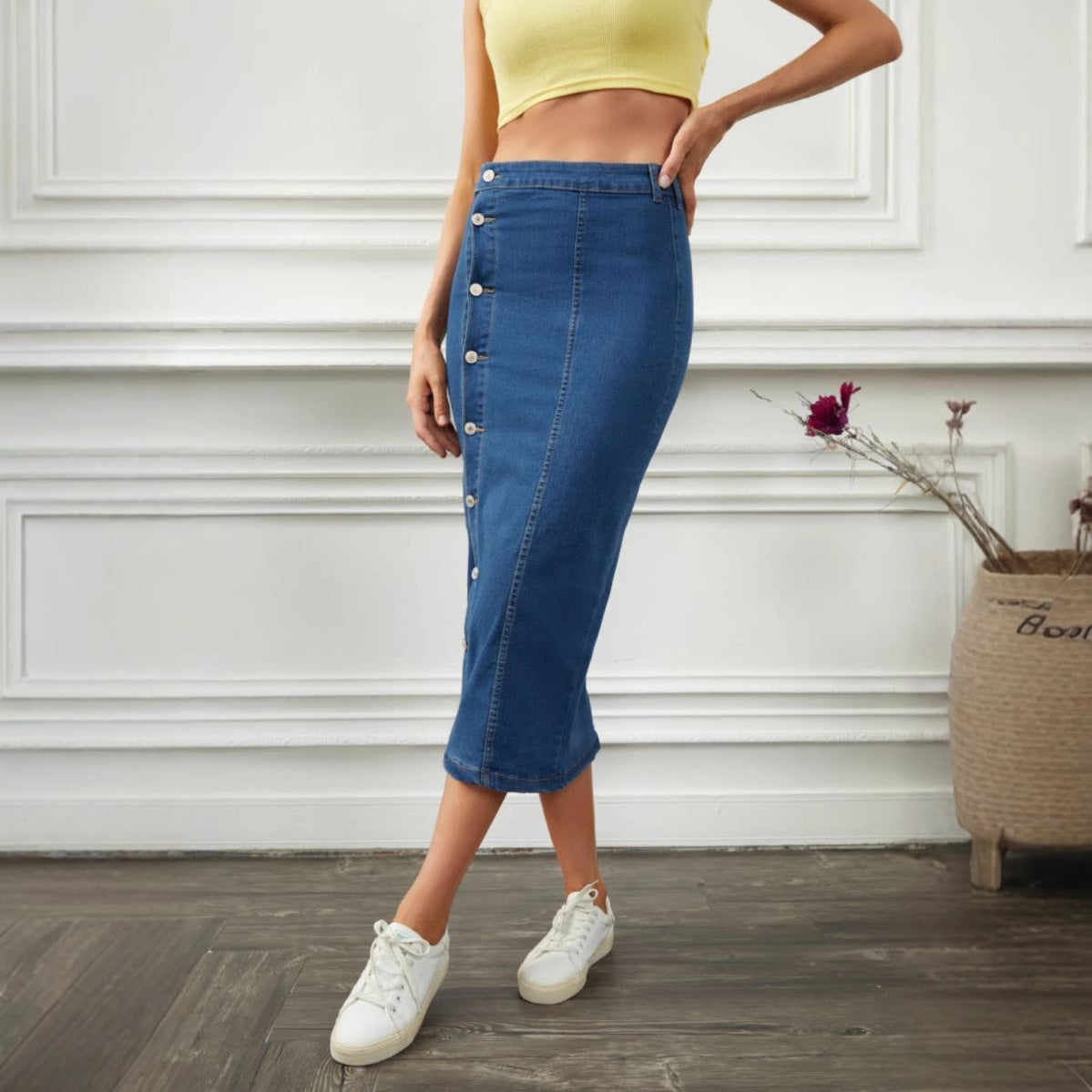 Classic Trendy Women's Stretch Denim Long Skirts
