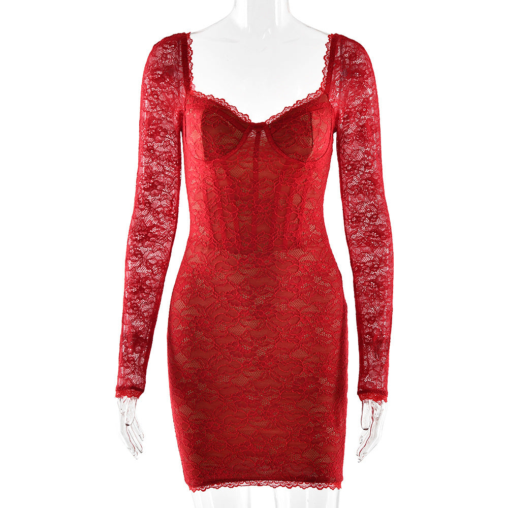 Lace Fashionable Sexy Hot Tight Backless Dress