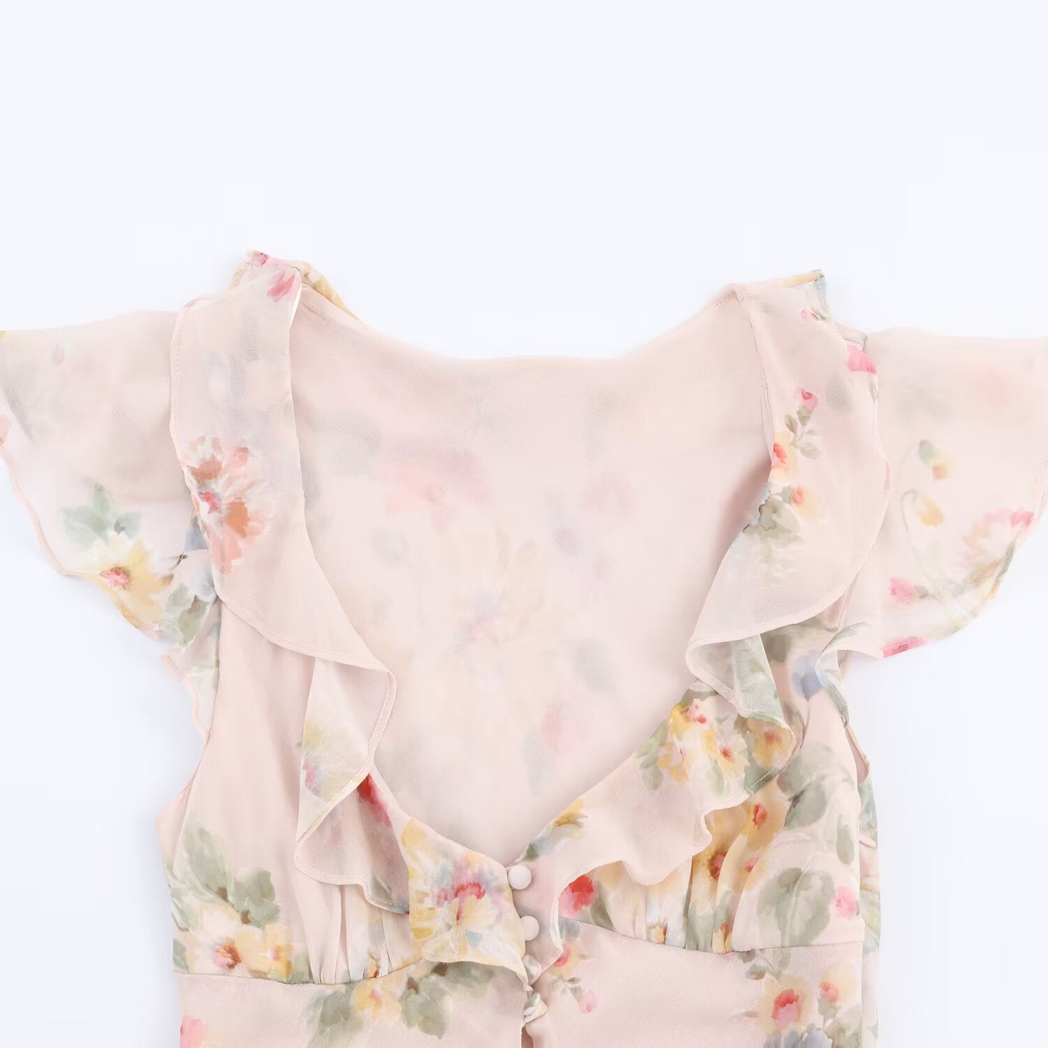Women's Autumn Flower Printed Laminated Decoration Midi Dress