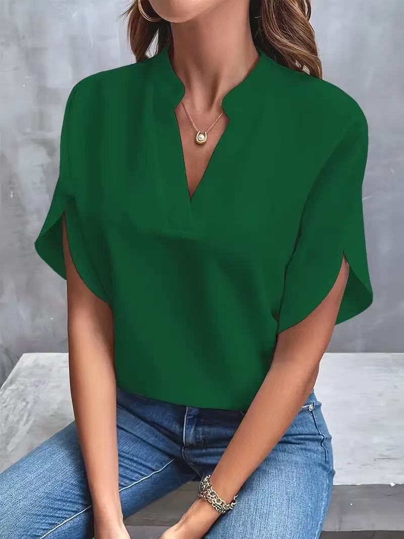 Women's Summer Casual Solid Color Loose Shirt Tops