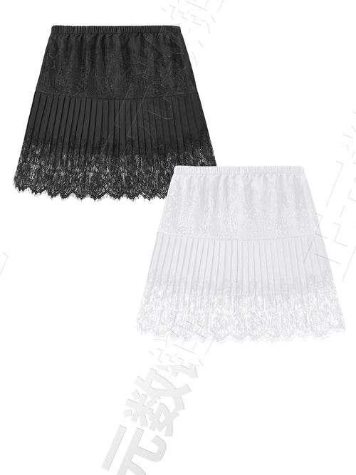 2 Piece Set Ballet Style Hem Fashion Lace Stitching Layered Skirt
