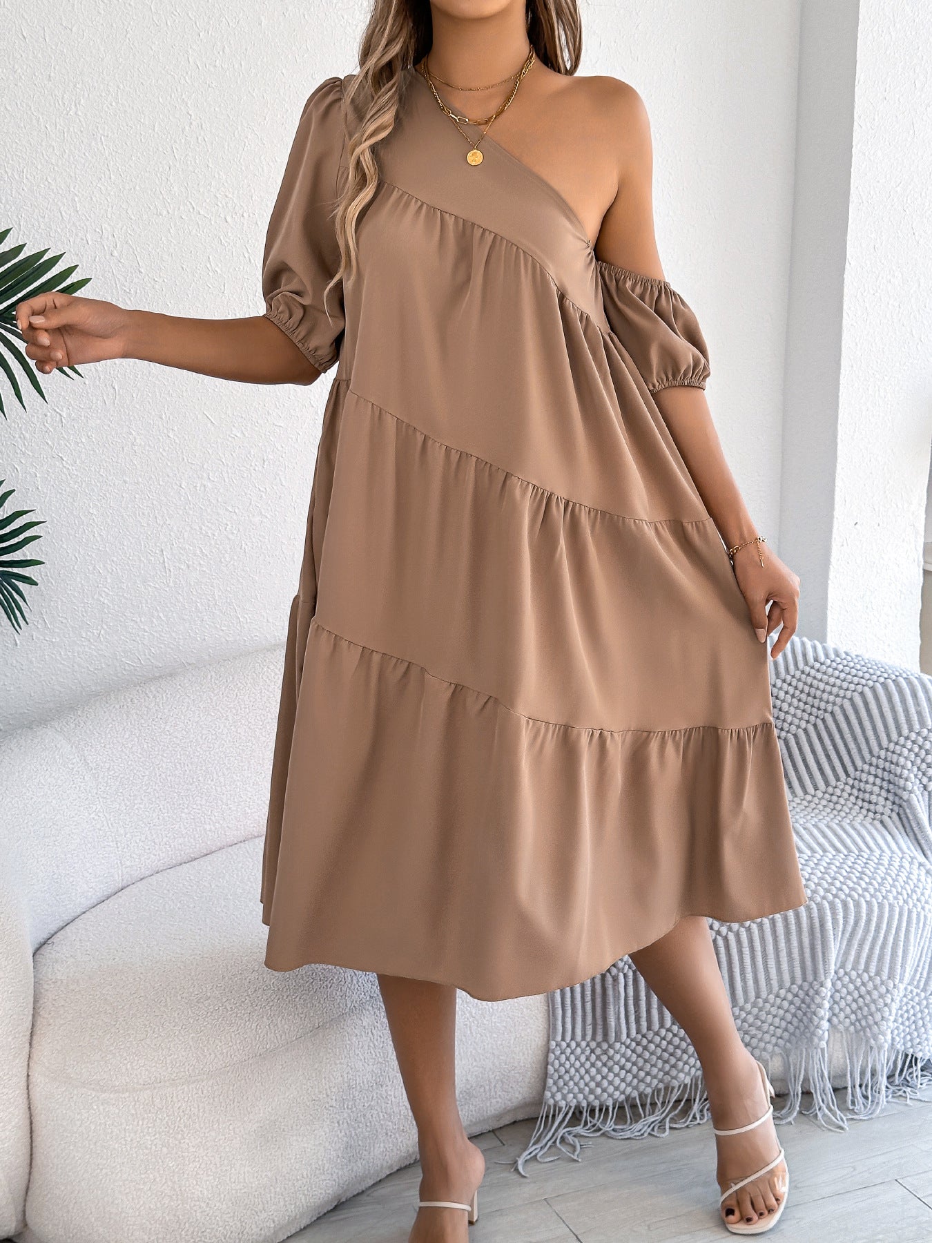 Women's Sleeve Casual Loose Lotus Leaf Large Dress