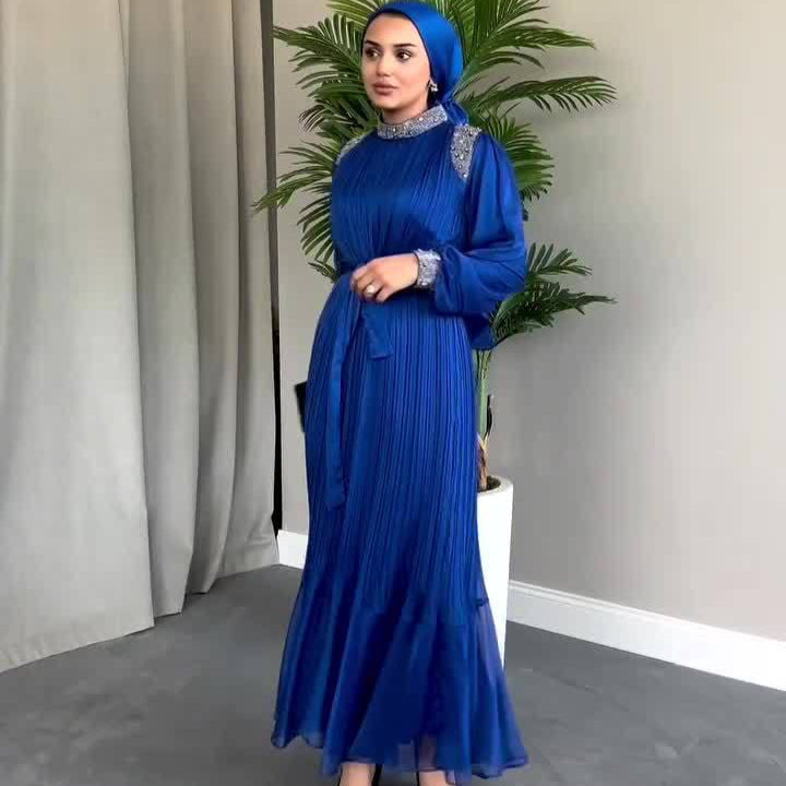 Autumn Fashion Solid Color Minority Diamond Dress