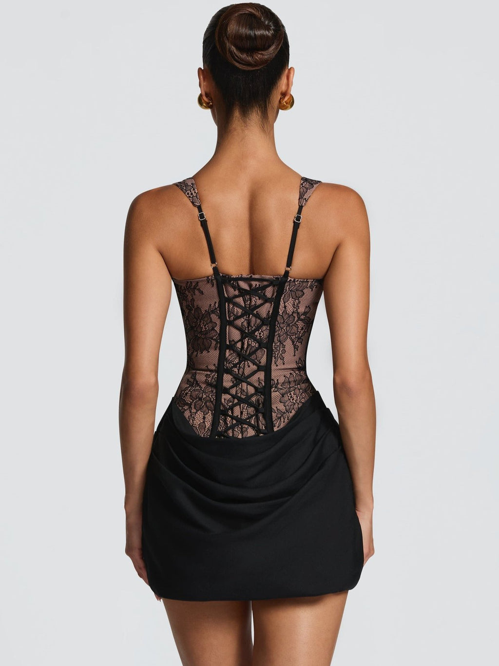 Women's Casual Long-sleeved Pure Lace Sling Fishbone Draped Dress