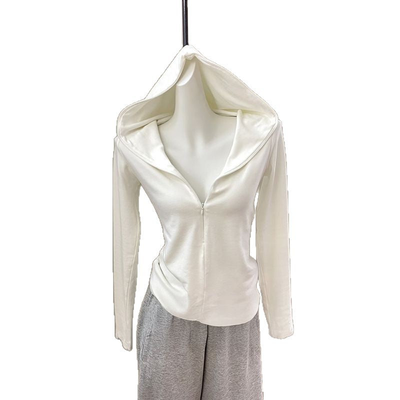 Women's Korean Casual Hoodie Autumn Invisible Zipper Stretch Coats