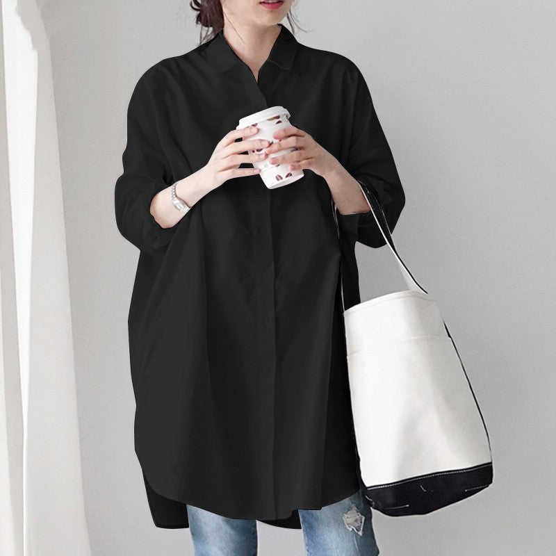 Women's Long Sleeve Loose Casual Irregular Shirt Blouse