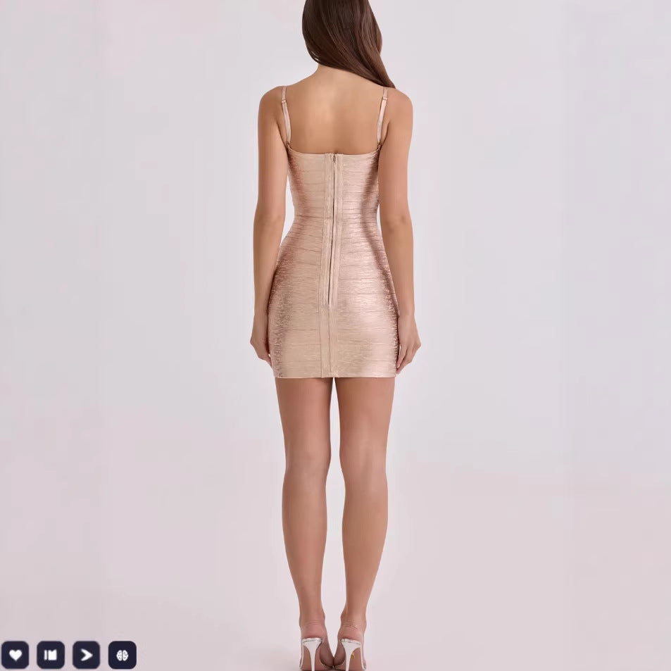 Autumn Retro Fashion Sexy Sheath Backless Sling Dress