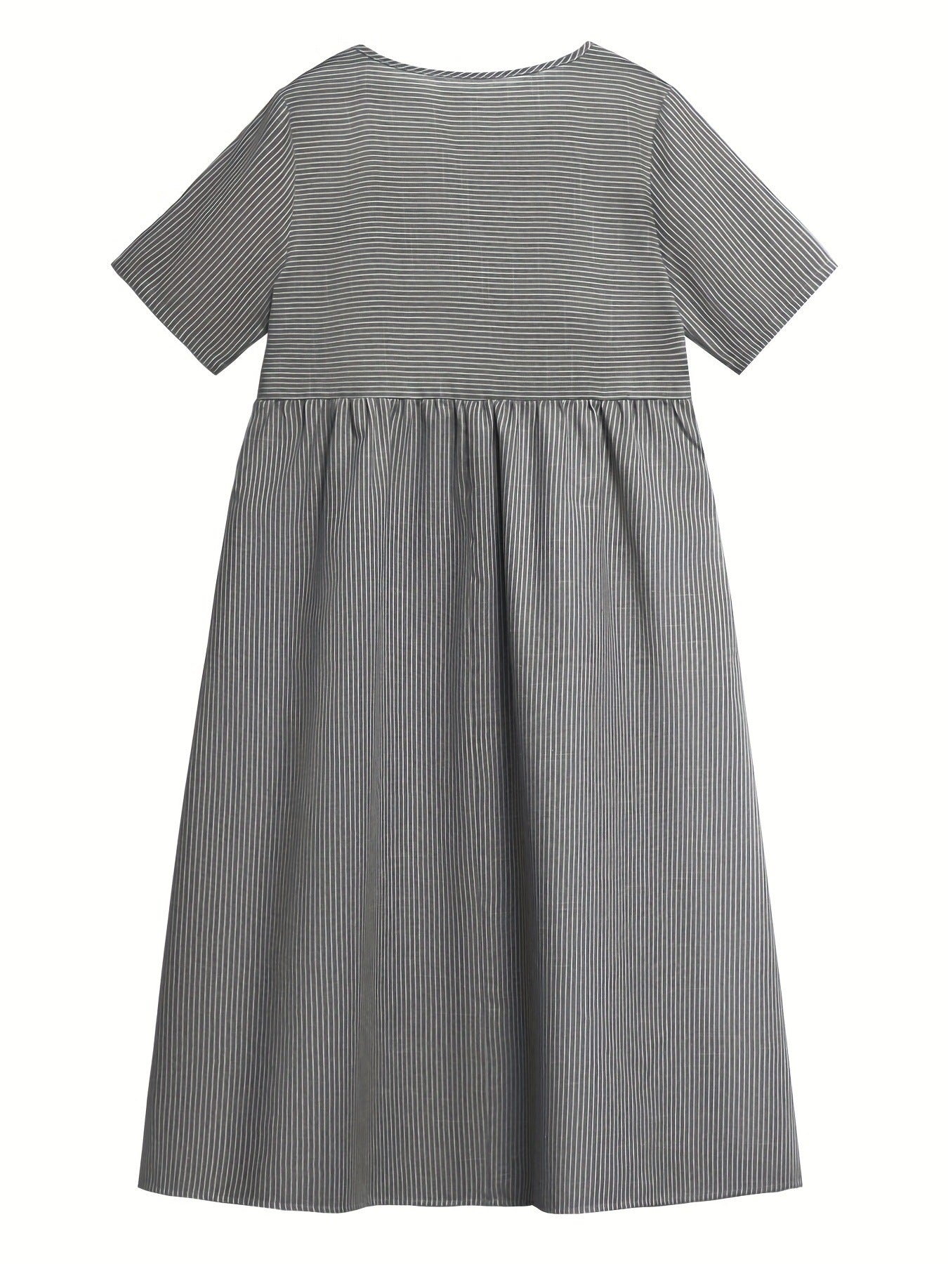 Women's Summer Sleeve Striped Fashion Wear Elegant Fastener Decoration Skirts