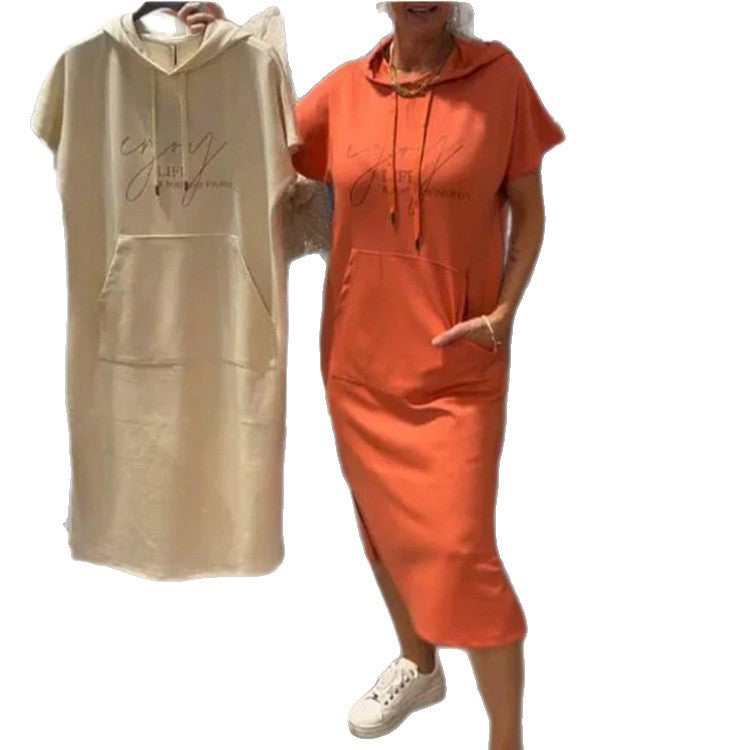 Women's Summer Casual Solid Color Sleeve Pocket Dress