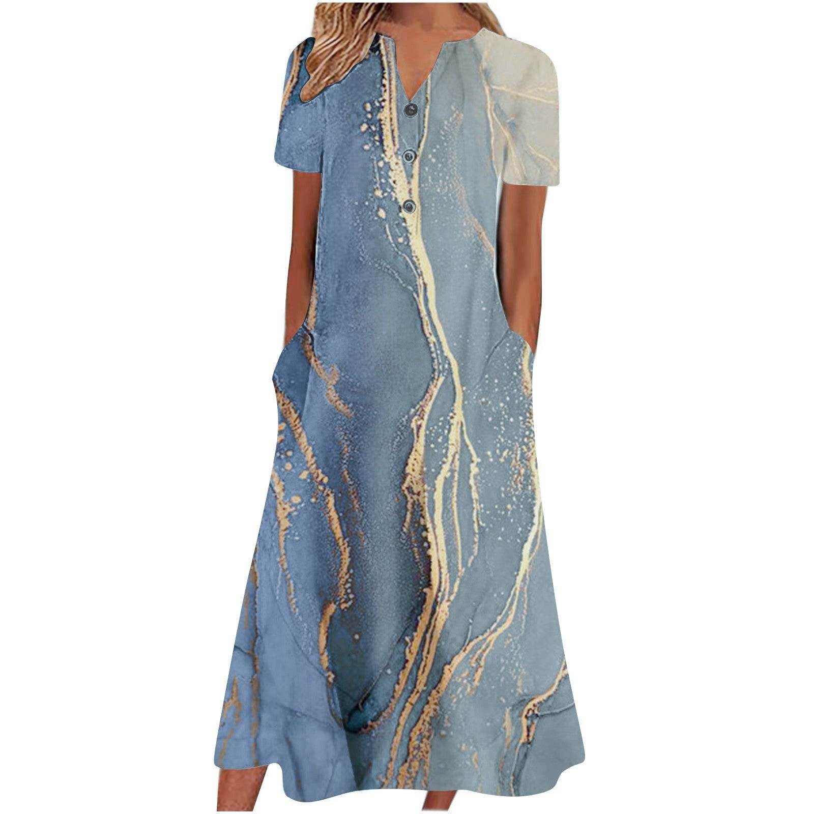 Summer Fashion Pocket Striped Sleeveless Casual Dress