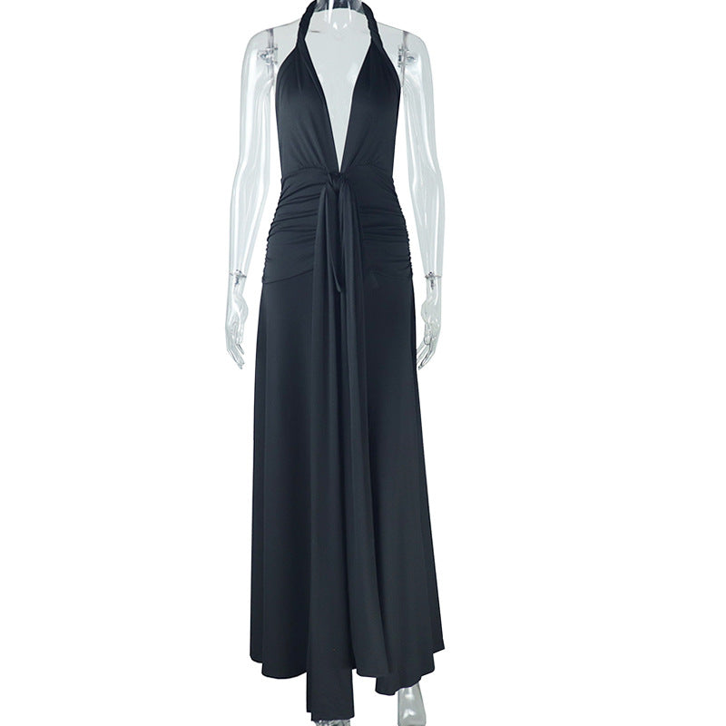 Women's Sexy Sleeveless Halter Backless Split Elegant Dress