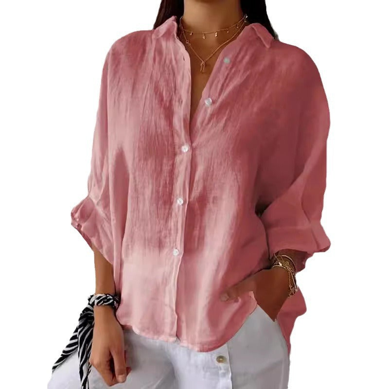 Spring Cotton Linen Back Design Shirt Blouse
