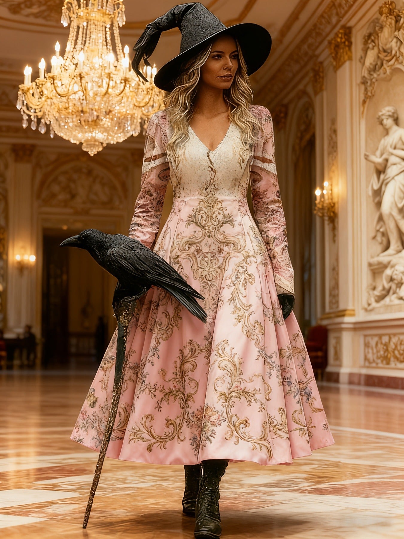 Long Sleeve Ethnic Style Bohemian Large Dress