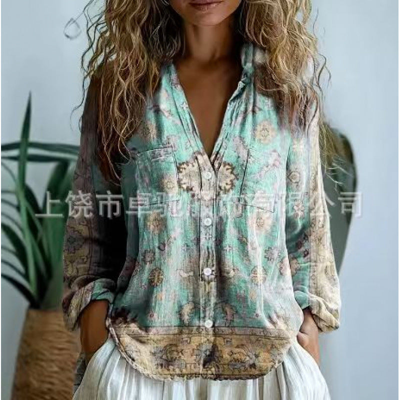 Women's Female Casual Floral Shirt Little Daisy Blouses