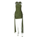 Women's Sleeve Halter Pleated Waist Tight Slim Dress