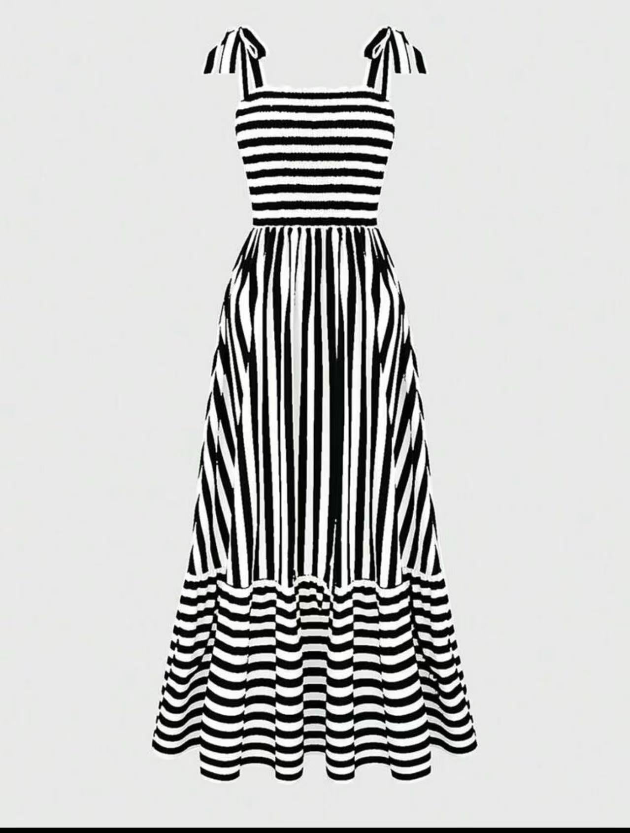 Women's Summer Fashion Loose Temperament Long Striped Dress
